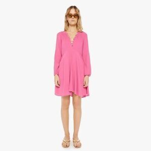 XiRENA Women's Size Extra Large XL Fuchsia Pink Lucinda Button-Up Gauze Dress